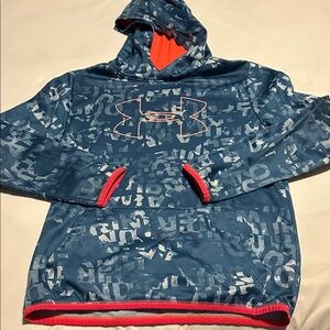 Under Armour Patterned Blue and Red Kids Hoodie